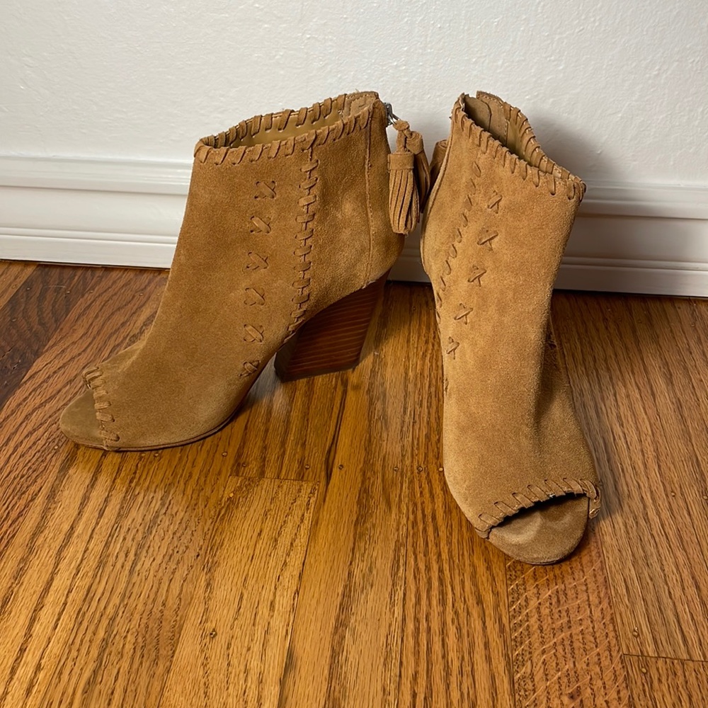 Marc Fisher peep toe suede booties